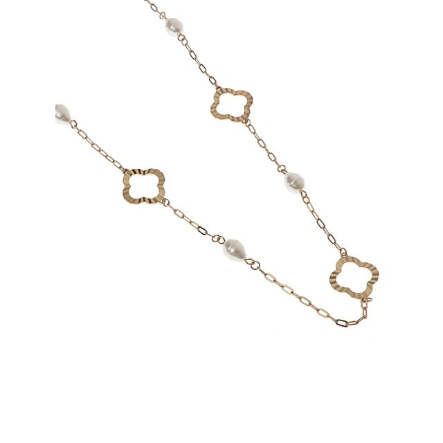 Time and Tru Woman's Stationed Pearl Necklace, Gold | Walmart (US)