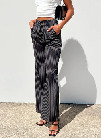 Archer Pants Pinstripe Black | Princess Polly US