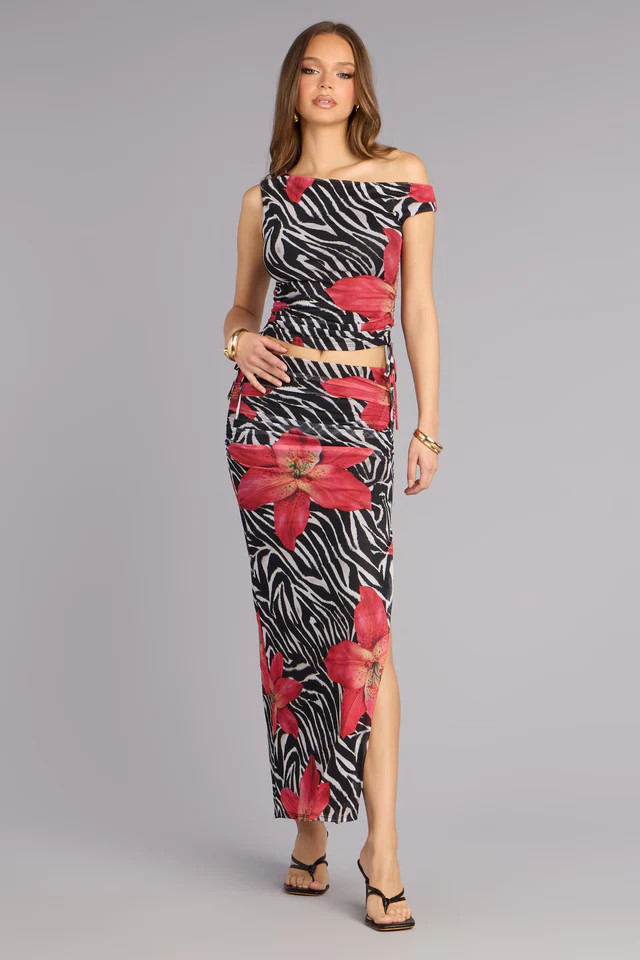 Wild Instinct Zebra Floral Skirt | Windsor Stores