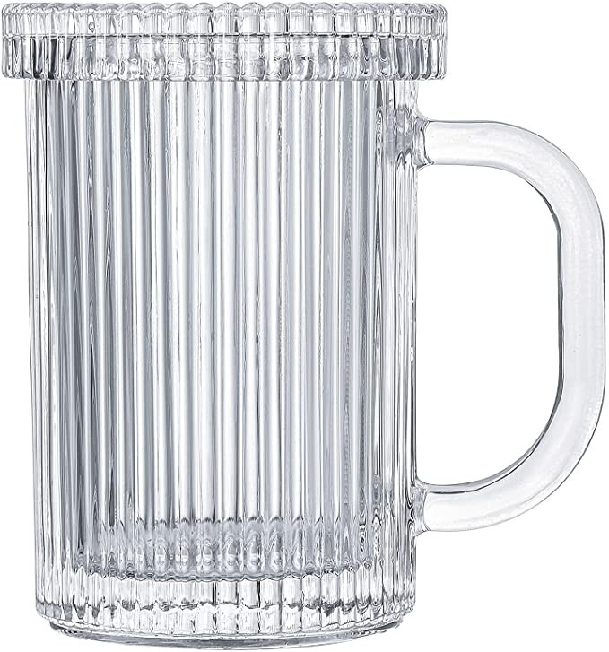Lysenn Clear Glass Coffee Mug - Classic Vertical Stripes Tea Mug - Elegant Coffee Cup with Glass ... | Amazon (US)