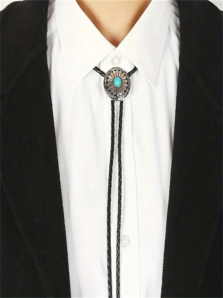 1pc Unisex Blue Celtic Pattern Turquoise Pendant Bolo Tie With Texas Style & Metal Tips, Western ... | SHEIN
