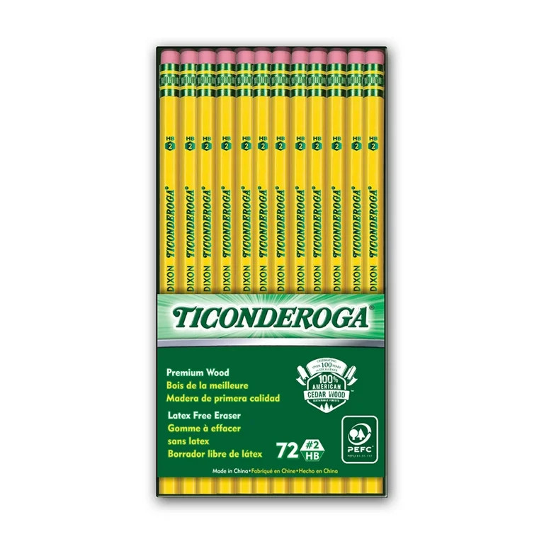 Ticonderoga No. 2 Woodcase Pencils #2 Lead - Yellow Wood Barrel - 72 / Box | Walmart (US)