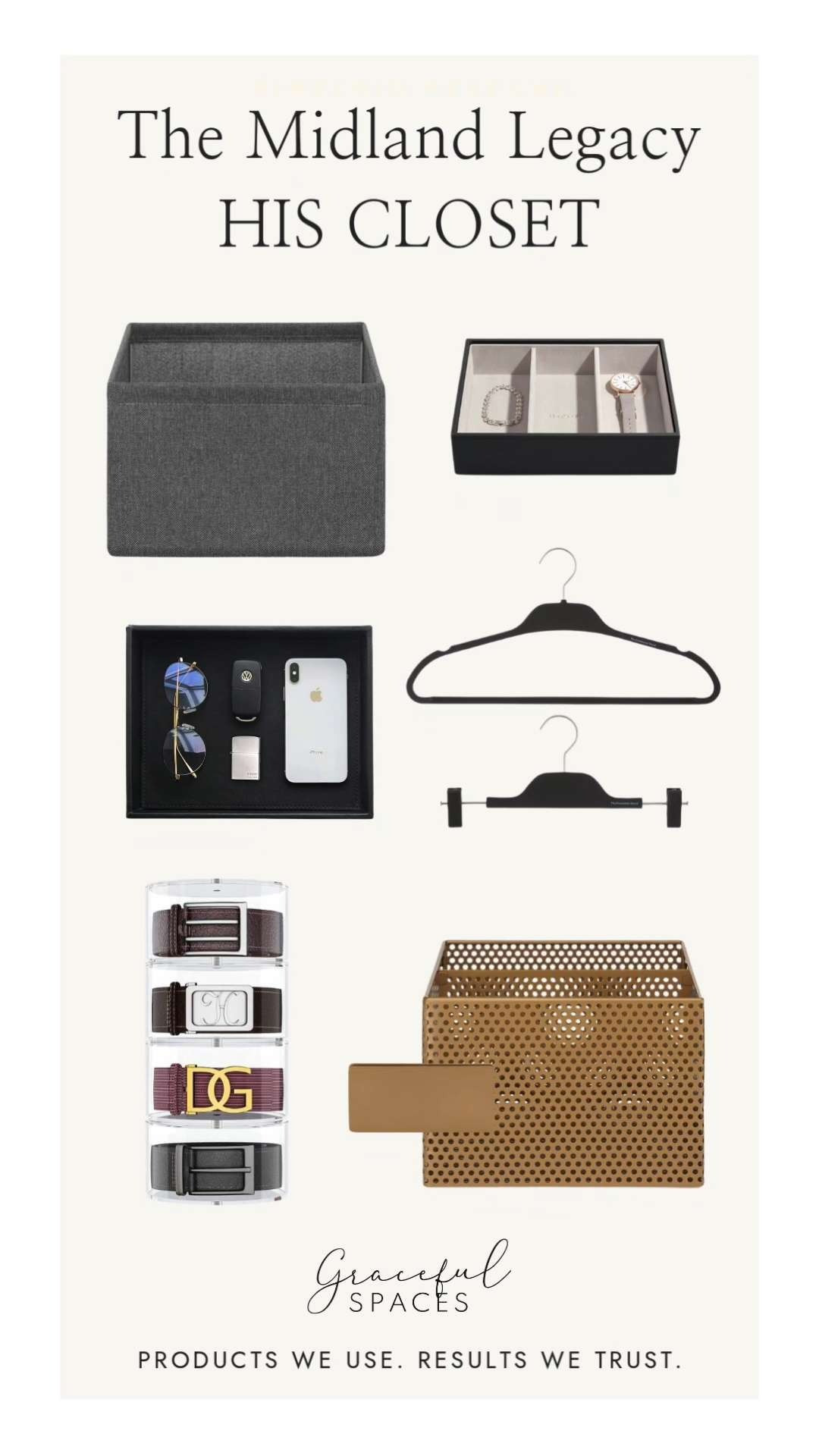 His side of The Midland Legacy master closet was designed with simplicity, function, and timeless style in mind. We've curated the exact products used to create a streamlined space where everything has a place—from smart organization solutions to elevated essentials that make getting dressed effortless. Shop the collection and discover how thoughtful organization can bring lasting order and ease to your everyday routine. 

 #LTKHome #LTKMens