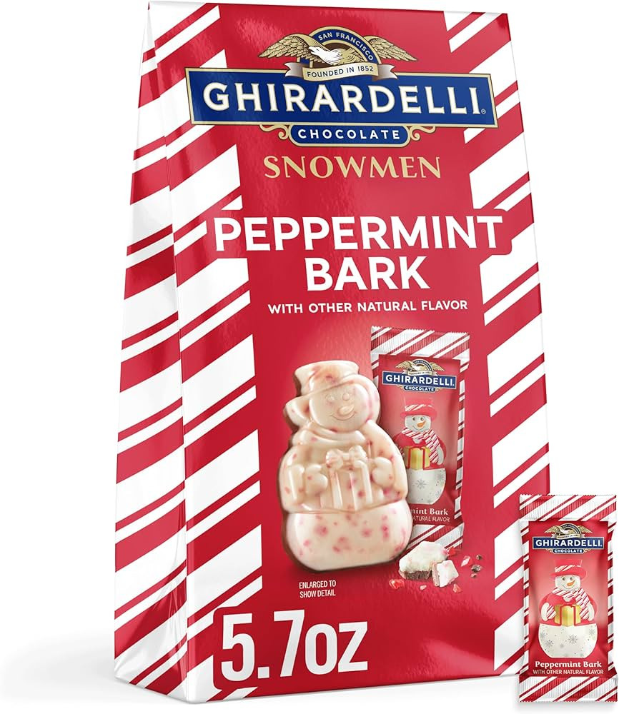 Ghirardelli Peppermint Bark Snowmen, 5.7 oz Bag | Amazon (US)