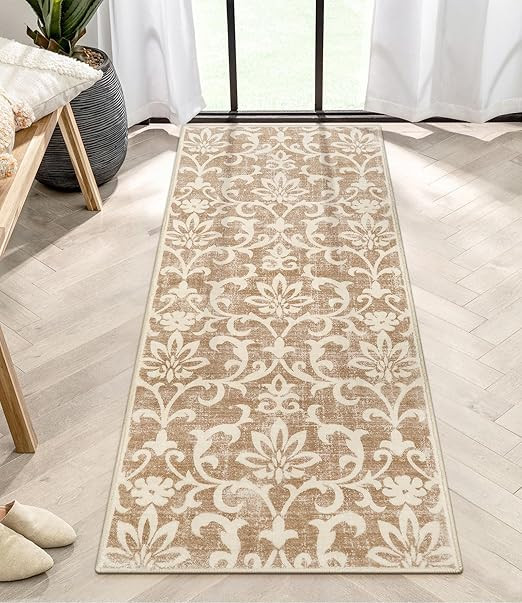 Morebes Vintage Bathroom Runner Rugs 24 x 60 Non Slip,2x5 Rug Runner, Washable Floral Entryway Ru... | Amazon (US)