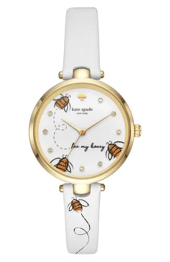 Women's Kate Spade Holland Bee Leather Strap Watch, 34Mm | Nordstrom