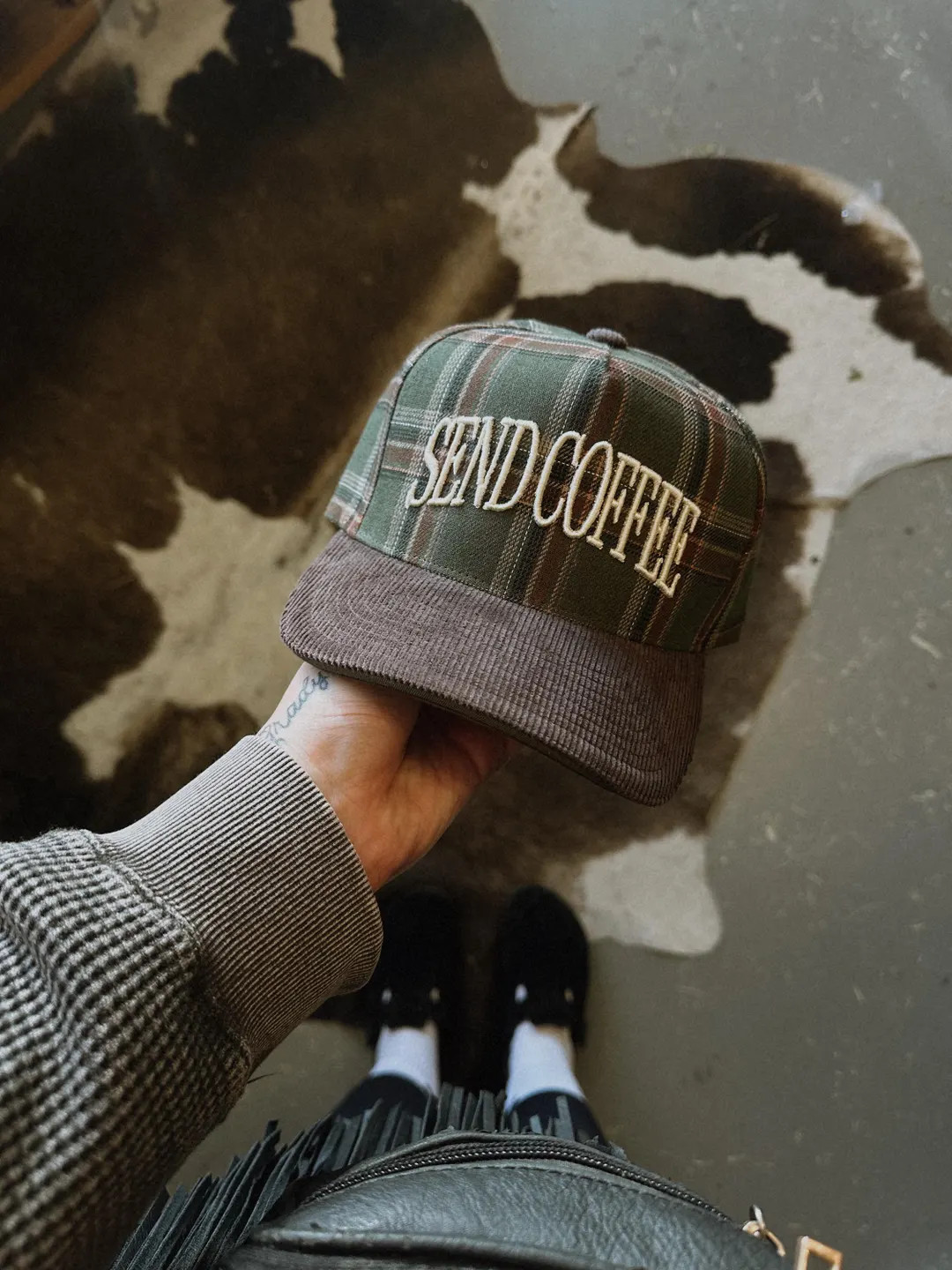 Send Coffee Plaid Corduroy Trucker Hat - Etsy Sweden | Etsy (US)