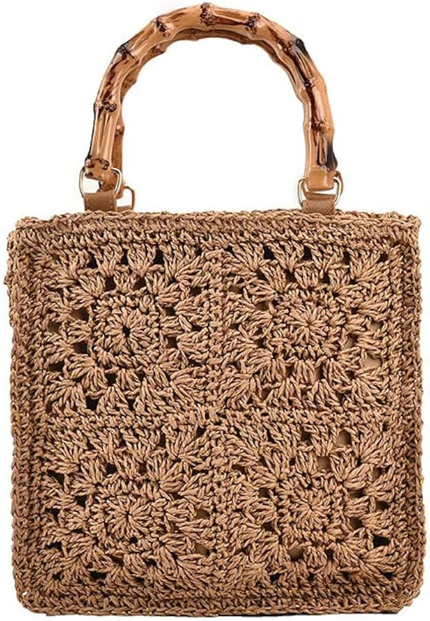 YYW Cute Handwoven Rattan Straw Bag for Women, Boho Beach Tote Bag with Feathers Ornaments Drawst... | Amazon (US)