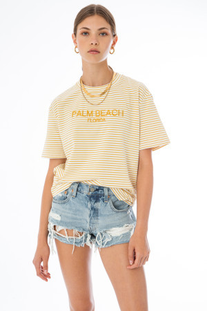 Palm Beach Mustard Striped Tee | EllandEmm