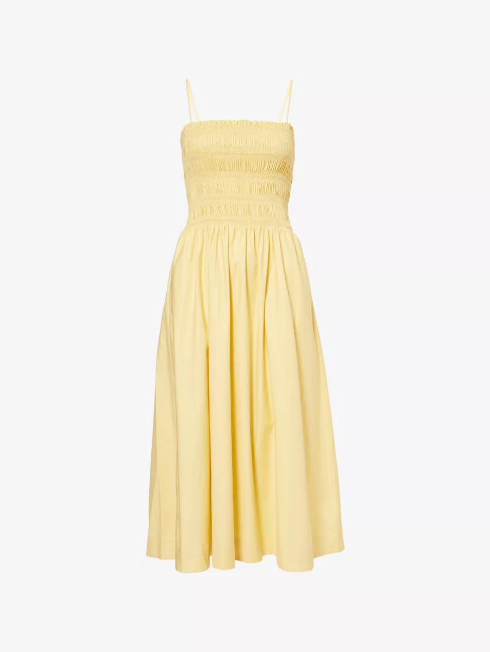 Kerrie Shirred Stretch-Cotton Midi Dress | Selfridges