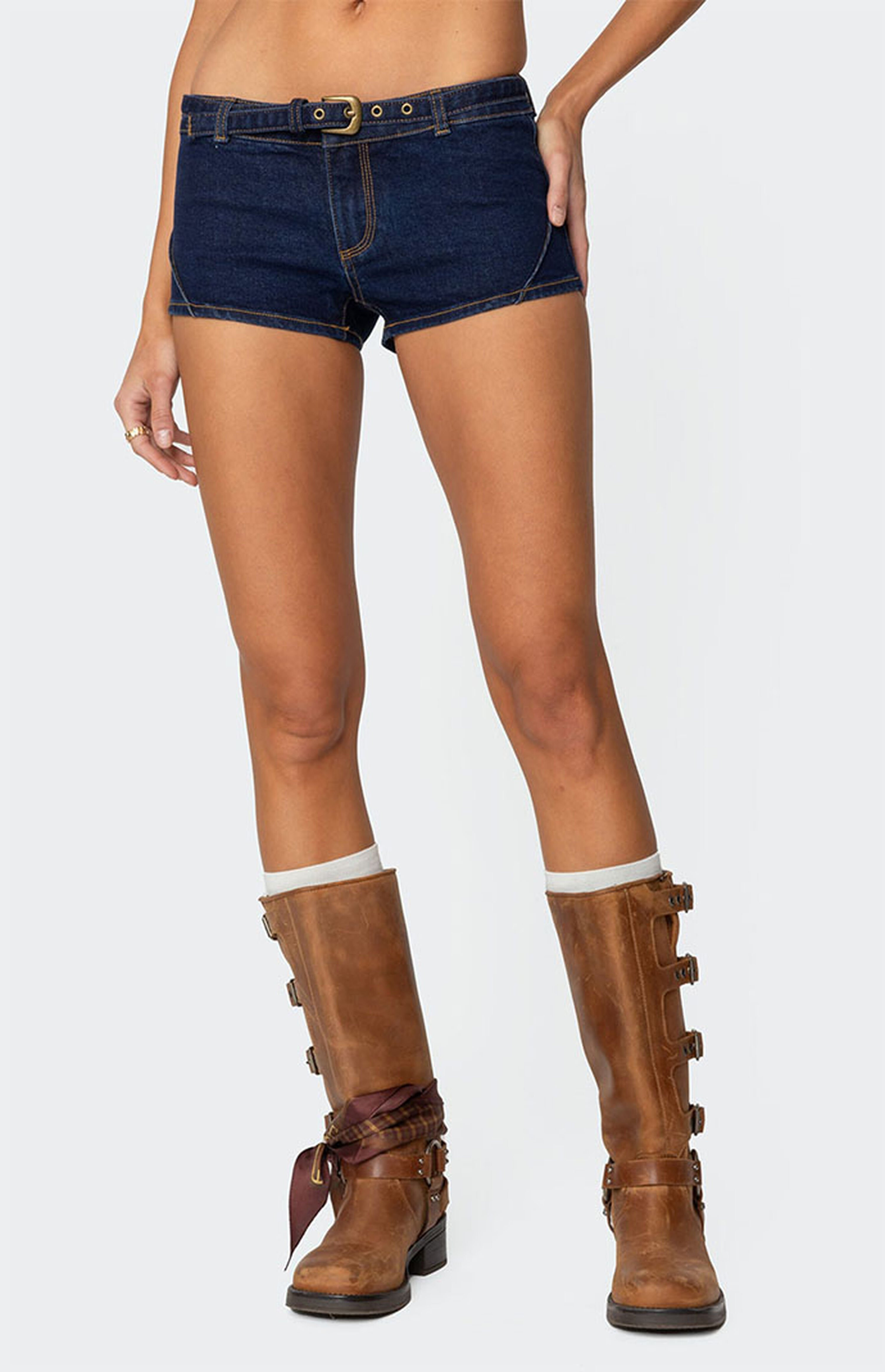 Edikted Ciel Low Rise Denim Micro Shorts | PacSun