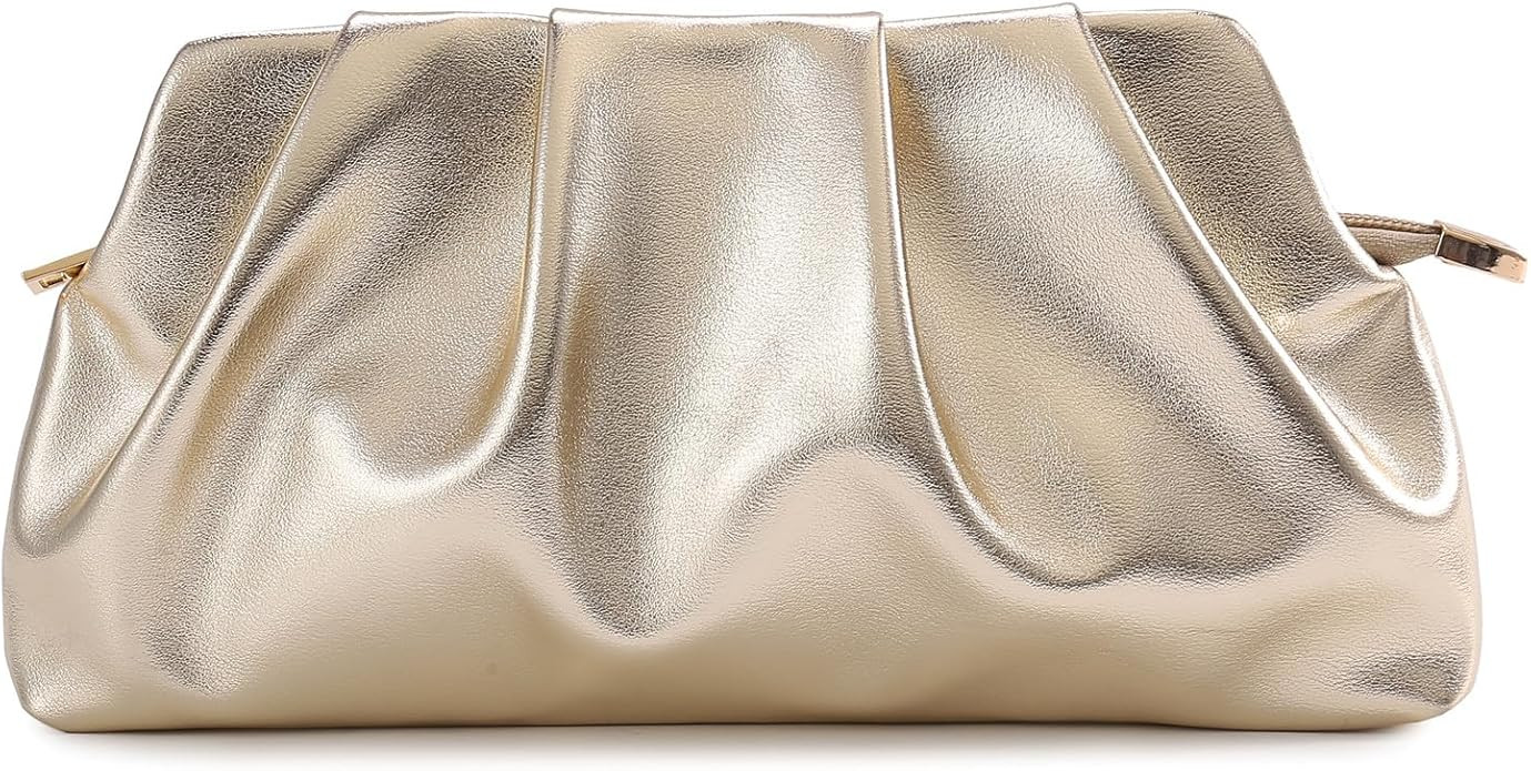 Evening Bag for Women Ruched Clutch Purse Detachable Metal Chain Crossbody Bag | Amazon (US)