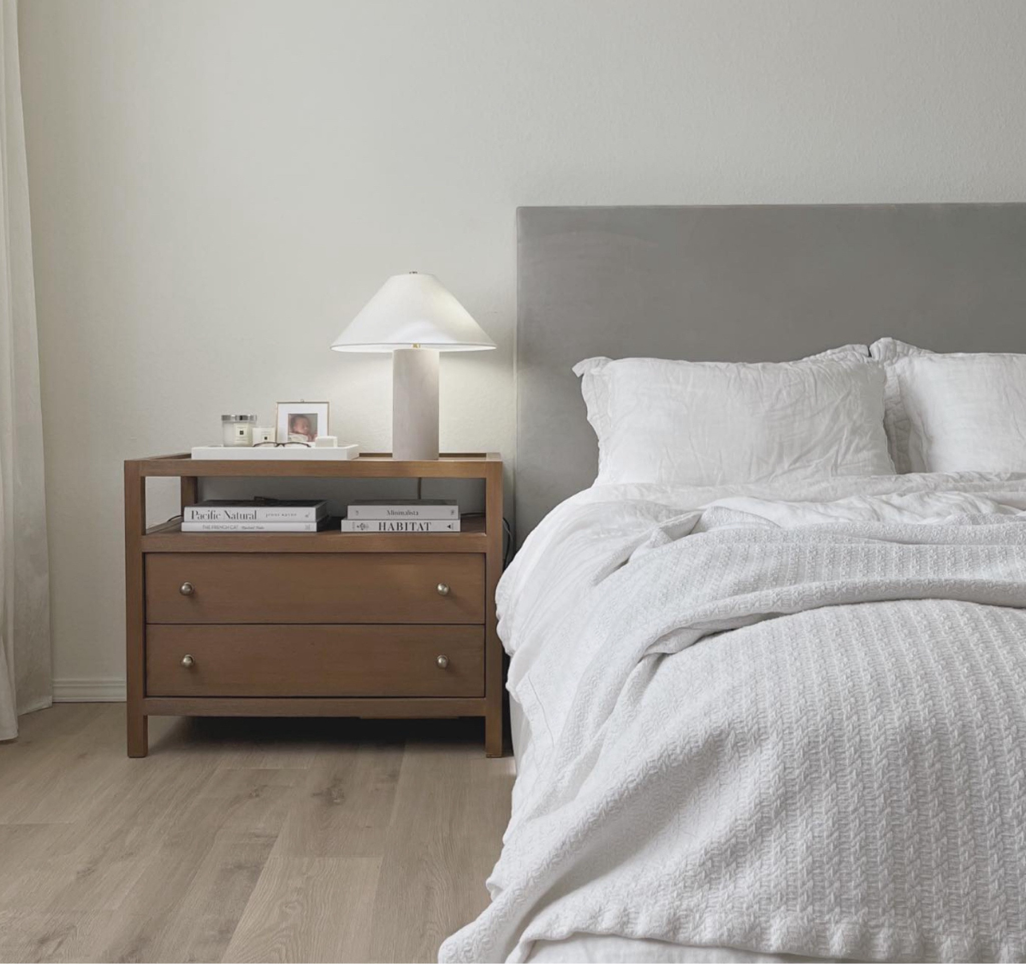 Nightstands i’m purchasing for my master bedroom are crate and barrel, beautiful and timeless pieces 