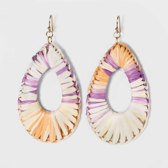 Ombre Raffia Woven Teardrop Earrings - A New Day™ | Target