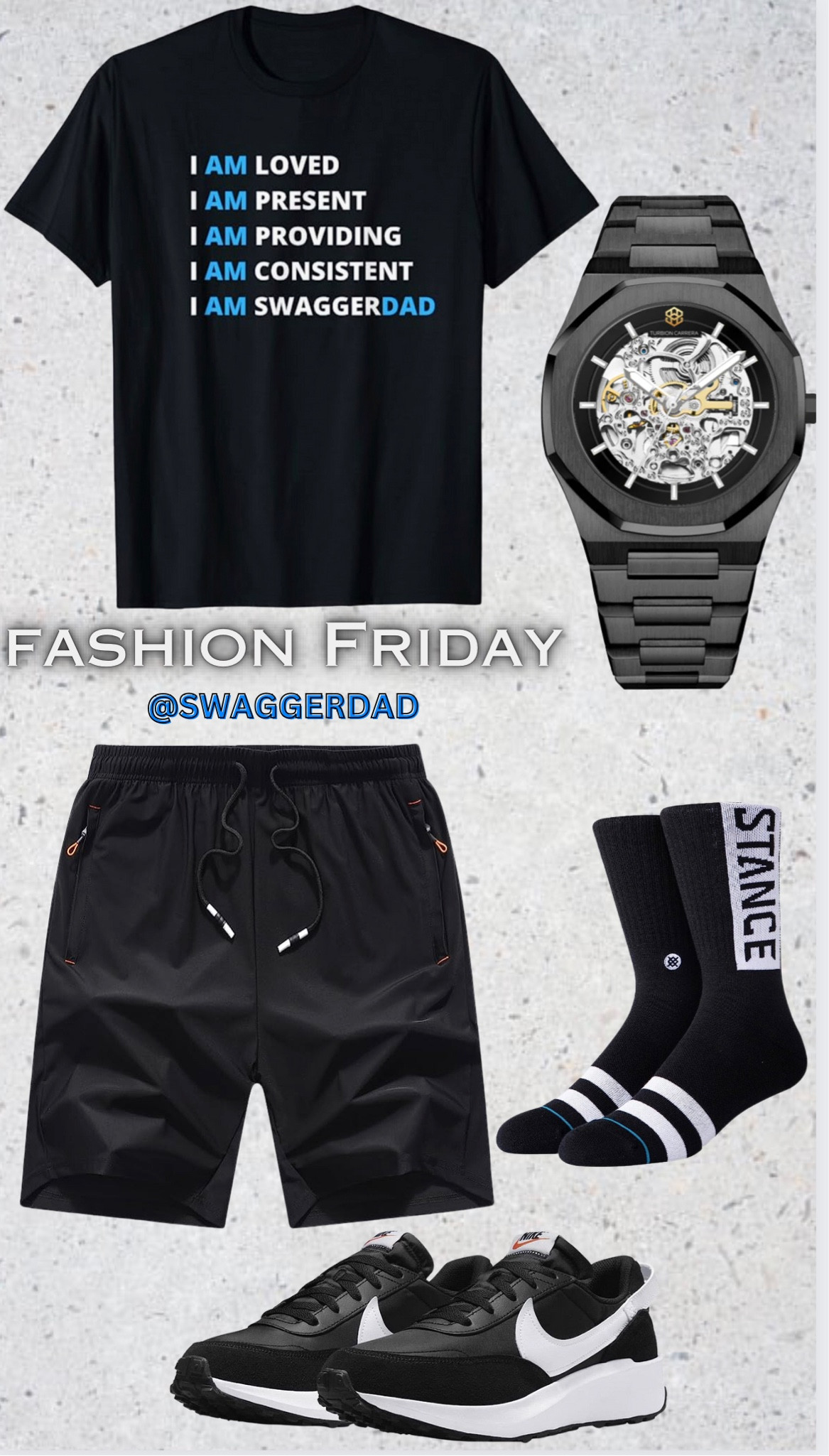 Summer Swag, Black & White Vibes😎
Man shorts, Swaggerdad T shirt, stance socks, Nike sneakers, Turbion Carrera Watch 

#LTKxNSale #LTKFind #LTKSeasonal