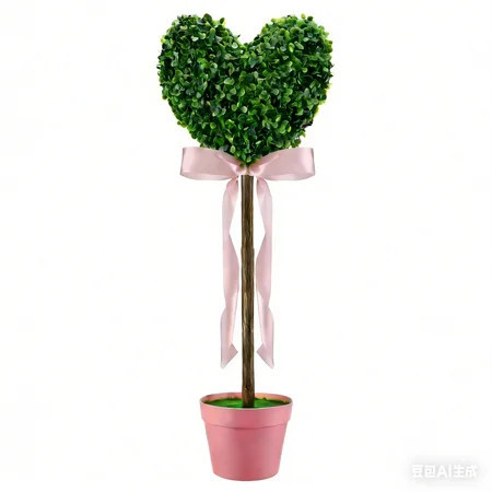 Valentine's Day Artificial Boxwood Decoration, 30'' Fake Heart-Shaped Topiary Tree, Faux Love Topiary Ball, for Indoor Outdoor Valentine's Day Wedding Porch Front Door Decor (1pcs Solid) | Walmart (US)