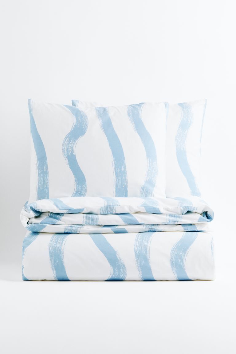 Patterned Cotton King/Queen Duvet Cover Set | H&M (US)