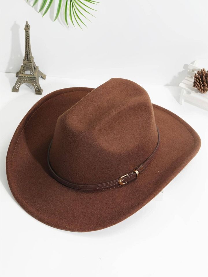 1pc Unisex Boho Ridge Boho Cowgirl Hat Cowboy Hat Fedora Hat Jazz Panama Hat Soft Felt Hat Wester... | SHEIN