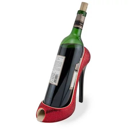 High Heel Shoe Wine Bottle Holder - Red Glitter | Walmart (US)