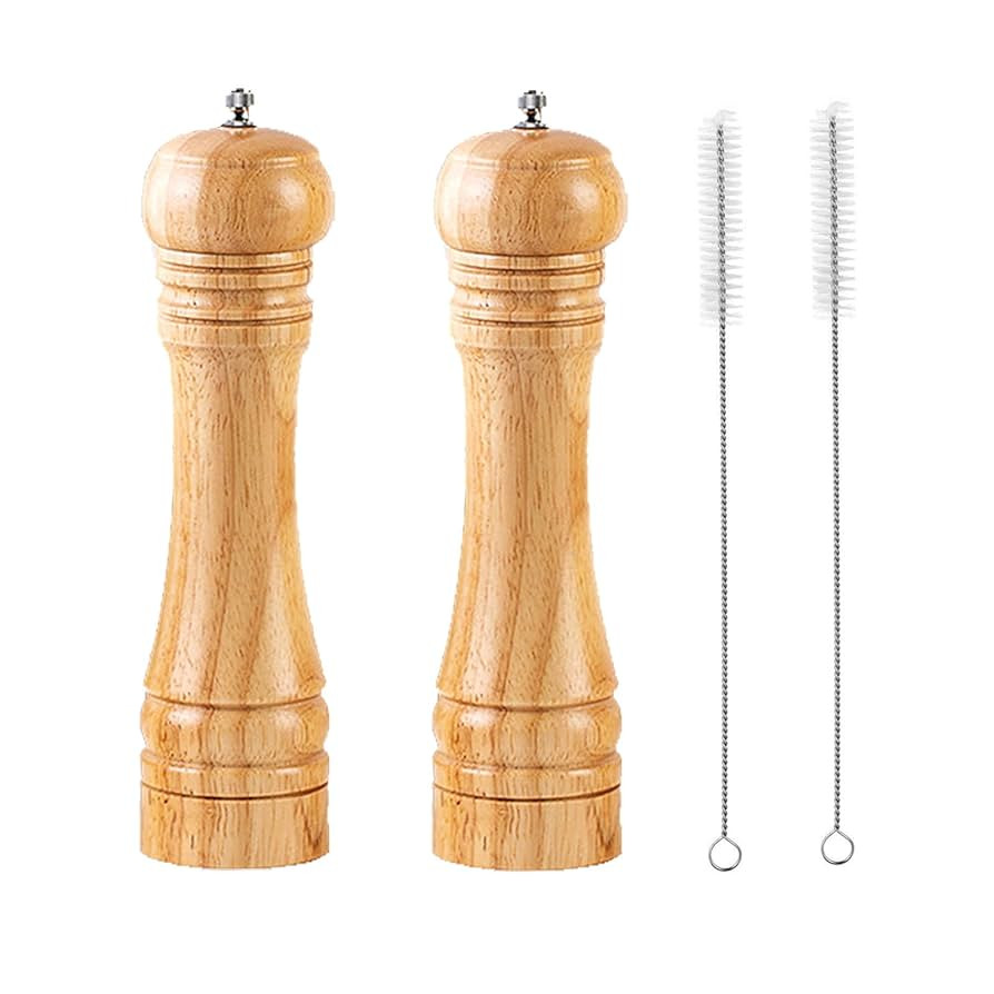 Salt and Pepper Grinder,Wooden Pepper Mill Set Salt Pepper Grinder Kit Manual Mills Solid with St... | Amazon (US)