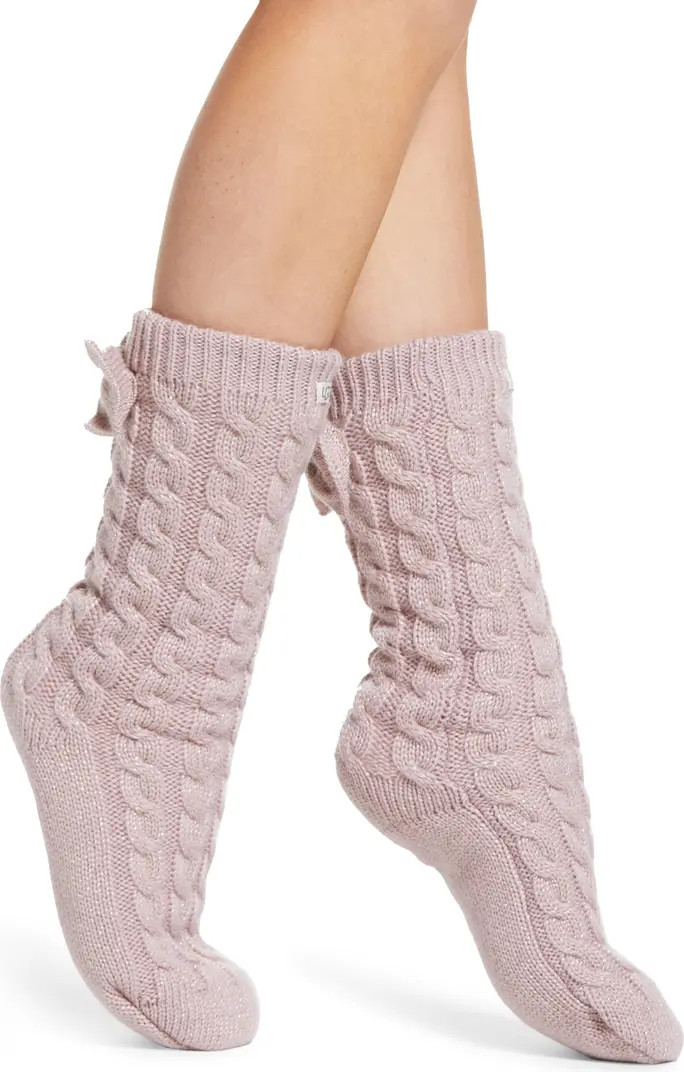 Laila Bow Fleece Lined Socks | Nordstrom