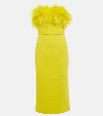 Feather-trimmed midi dress | Mytheresa (INTL)