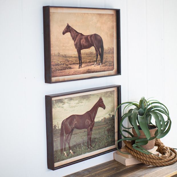 Framed Horse Prints Set of 2 | Antique Farm House