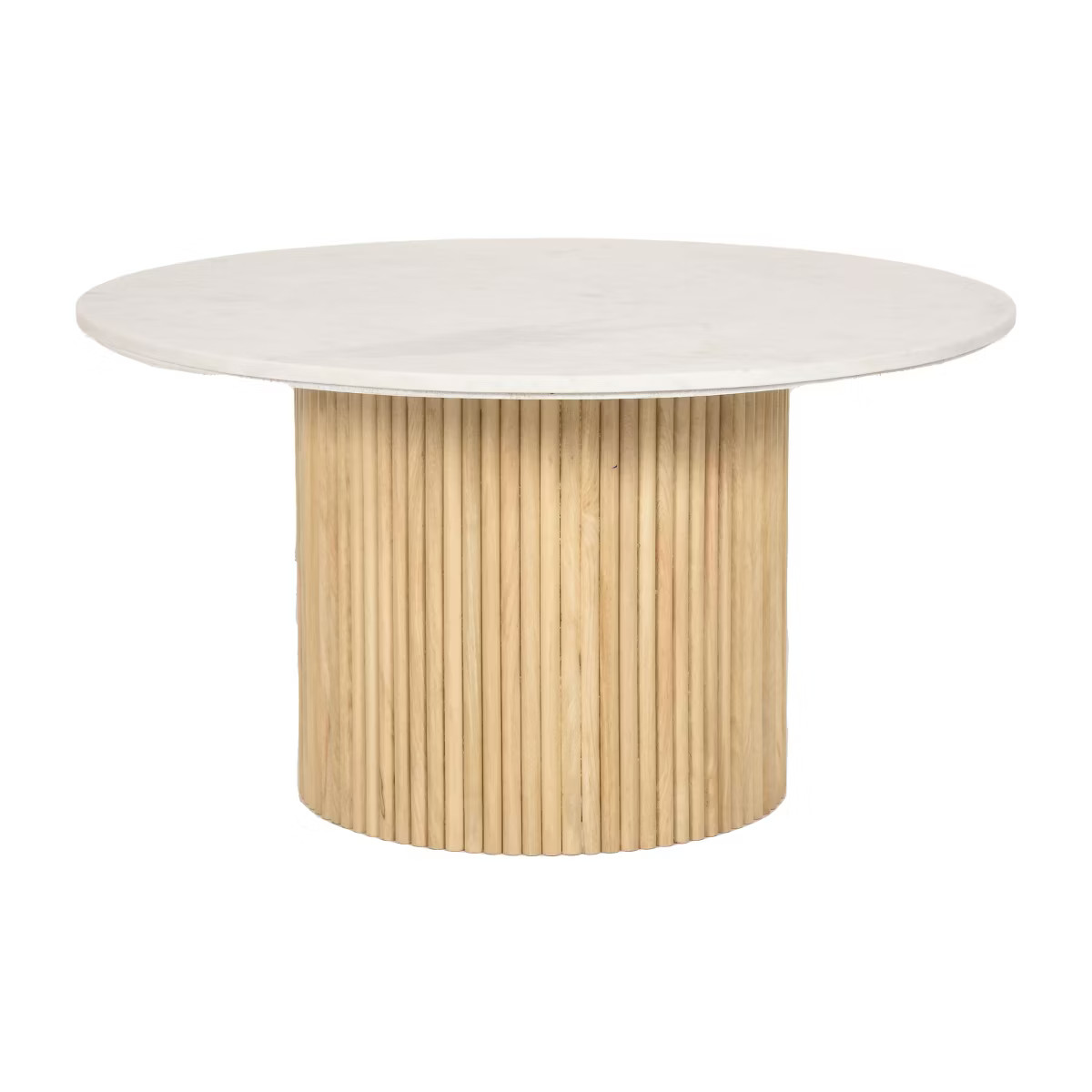 Sagebrook Home 18" Mango Wood and Marble Round Fluted Coffee Table Natural/White | Target