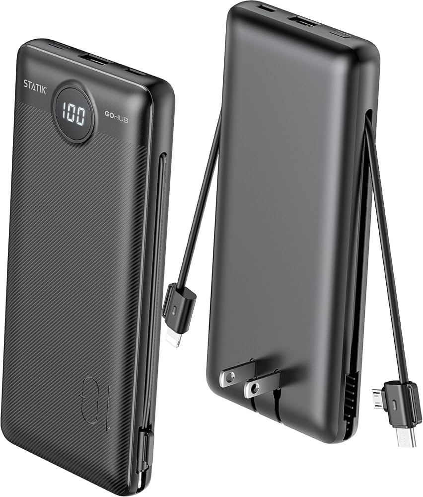 Statik GoHub Portable Charger with Wall Plug in Battery Pack Built in Cables, Pocket Sized 3-in-1... | Amazon (US)