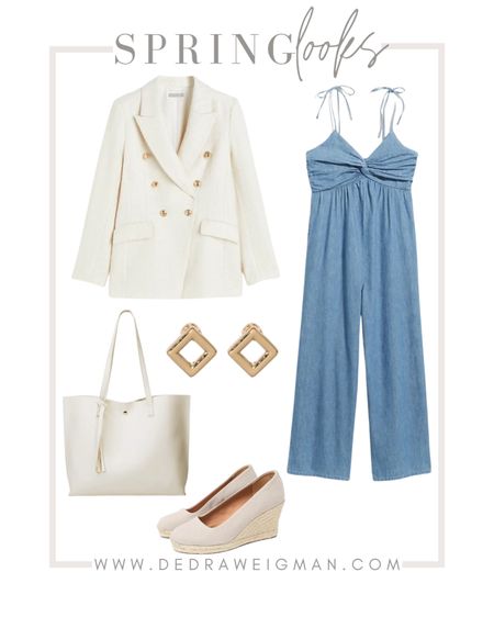 My favorite spring outfit! This jumpsuit is a must! Pair it with a blazer to make it work appropriate! 

#springoutfit #jumpsuit #blazer #wedges

#LTKunder50 #LTKworkwear #LTKstyletip