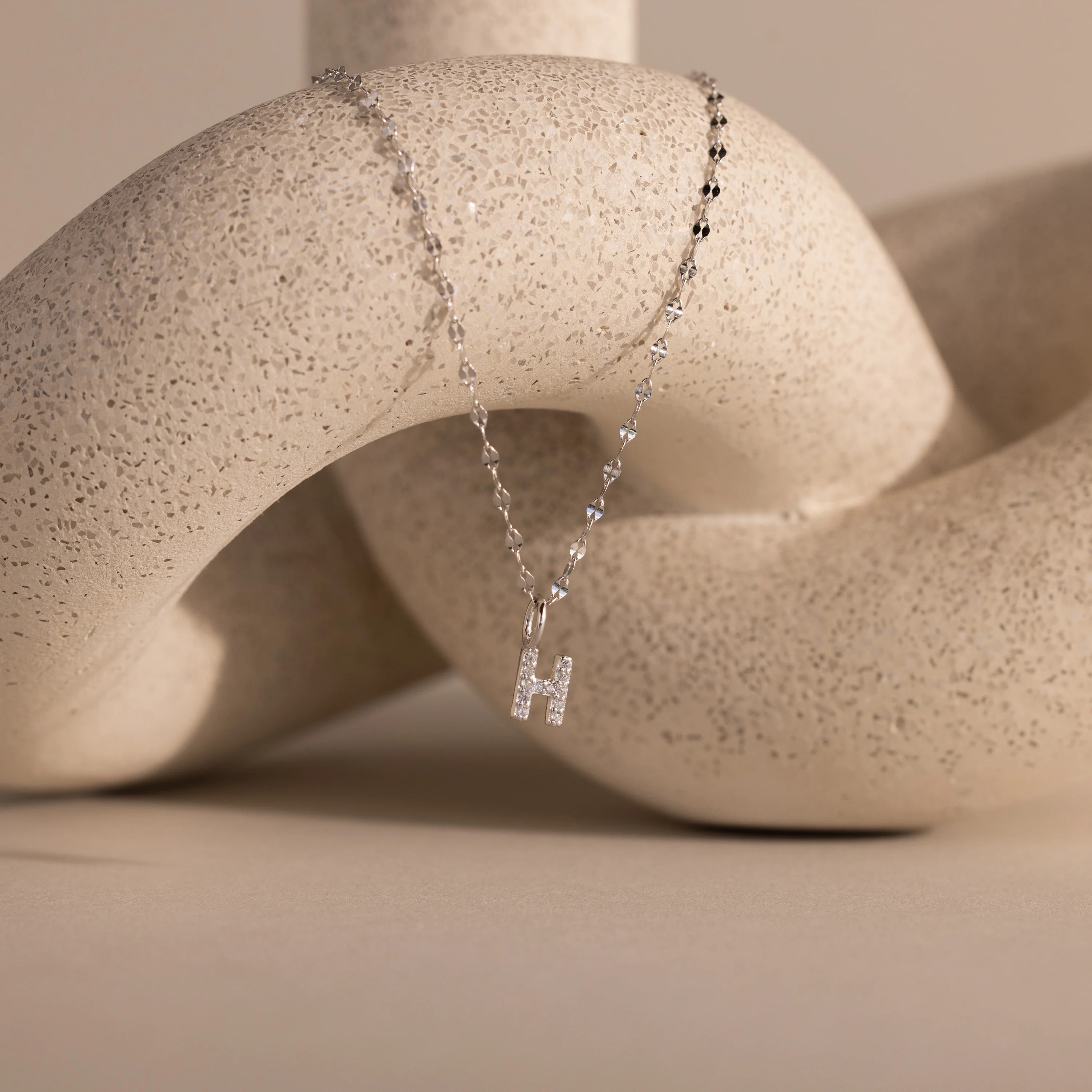 Dainty Pave Letter Pendant Necklace in Sterling Silver | Caitlyn Minimalist | Caitlyn Minimalist