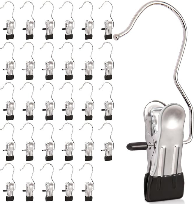 30 Pack Heavy Hanger Clips for Closet, Laundry Hooks Hanging Clips with, Clothespin for Clothes P... | Amazon (US)