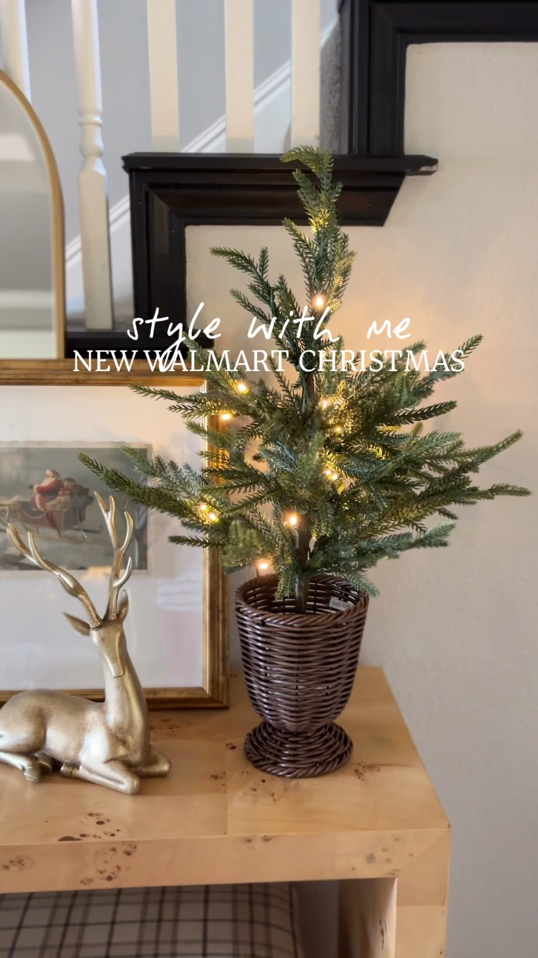 Bought and styled: new Walmart Christmas finds!  The viral 24” potted twinkle tree is back in this pretty dark woven urn!  I also love this sitting gold deer My Texas House brought back this year and this gorgeous vintage Santa art!  The nutcracker art is gorgeous and only $9!  

Also linked the 4’, 7.5’, and 9’ version of the twinkle tree!

#LTKHome #LTKSeasonal