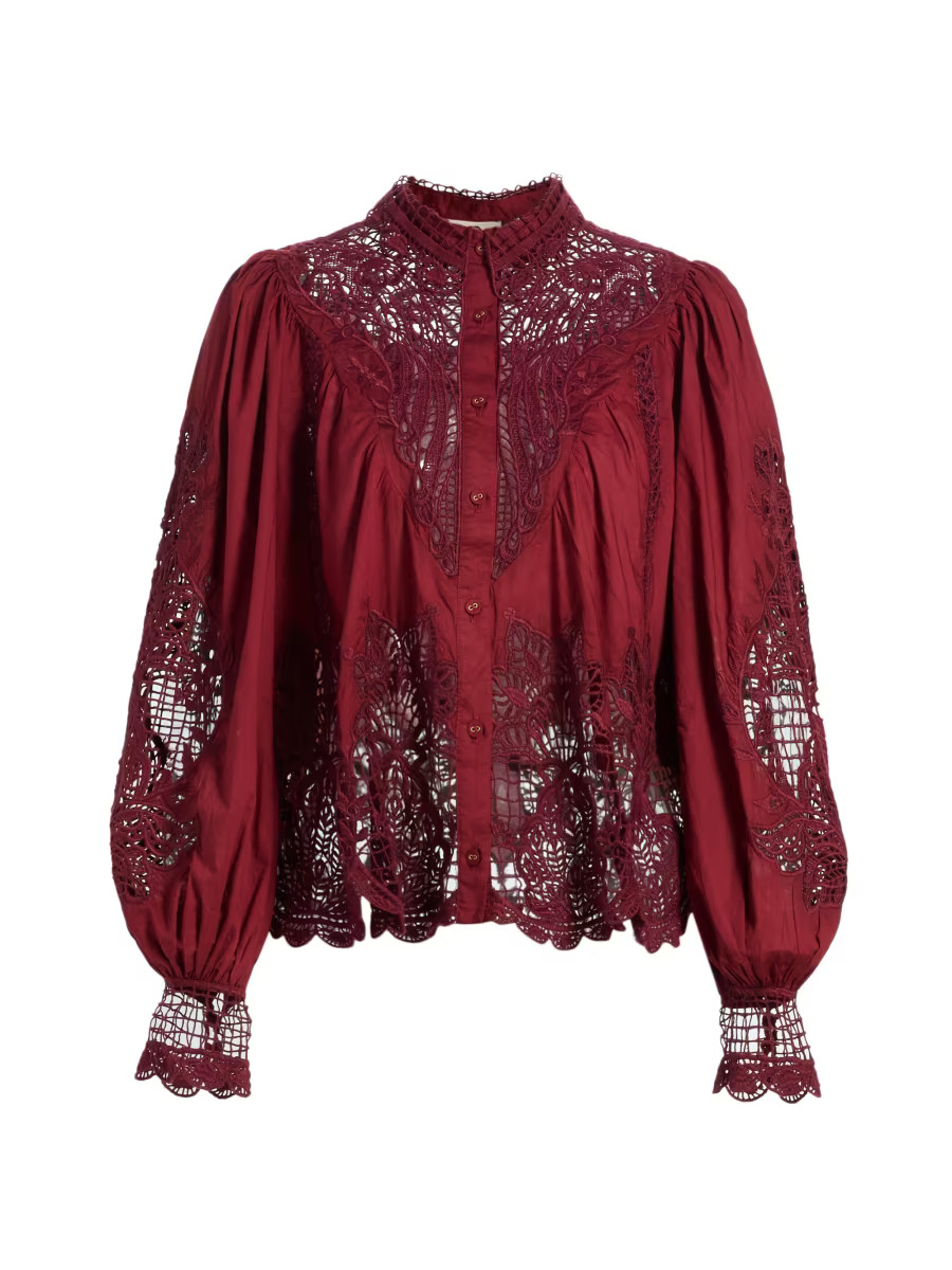 Berry Garden Guipure Lace Blouse | Saks Fifth Avenue