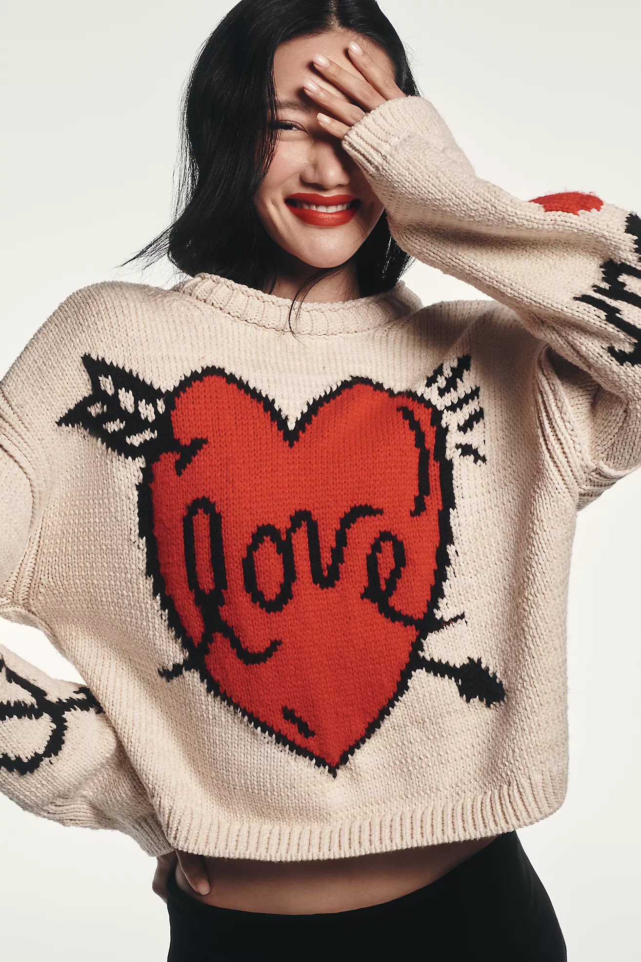 Maeve Lovestruck Long-Sleeve Crew-Neck Sweater | Anthropologie (US)