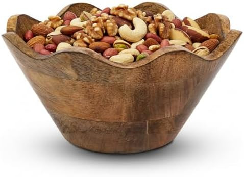 Mela Artisans Small Scalloped Decorative Wooden Bowl | 8 Inch Mango Wood Fruit & Serving Bowl | N... | Amazon (US)