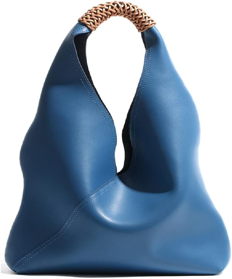 JIUFENG Hobo Bag for Women Genuine Leather Bucket Tote Bag Solid Color Commuter Underarm Shoulder... | Amazon (US)