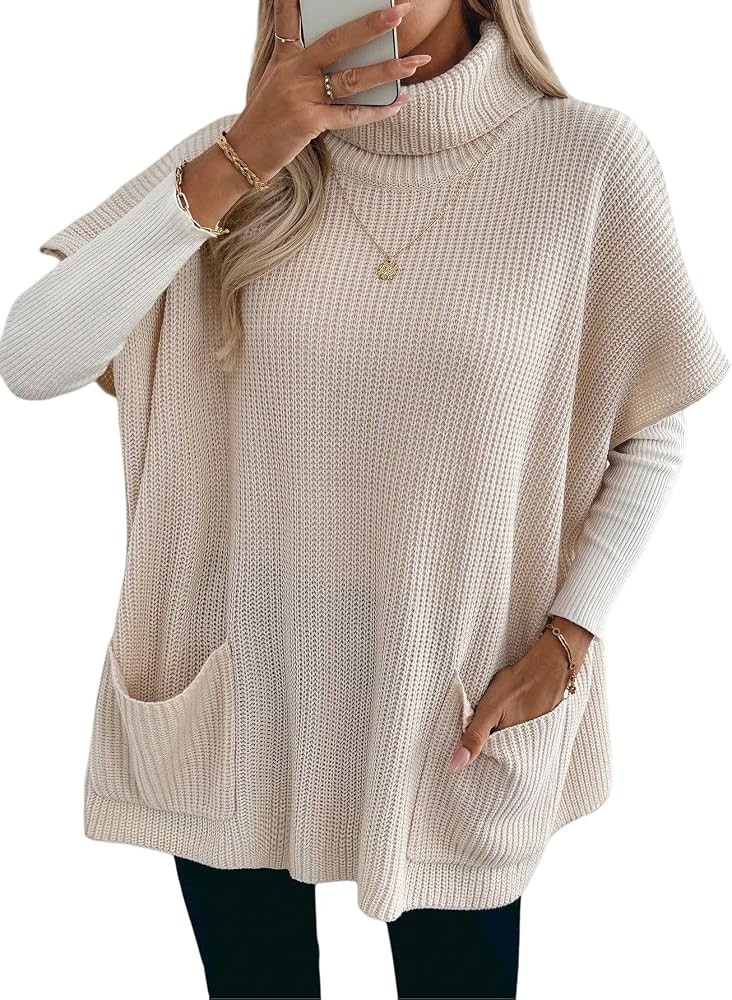 SISKIN Sweater Vest Women 2025, Turtleneck Oversized Loose Short Sleeve Apricot Knit Casual Sweat... | Amazon (US)