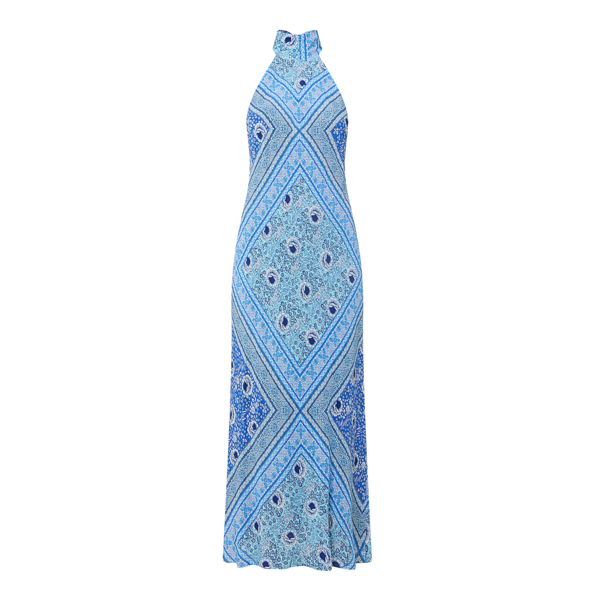 RIXO Maura Jacquard Halter Dress - Blue | Brown Thomas (IE)