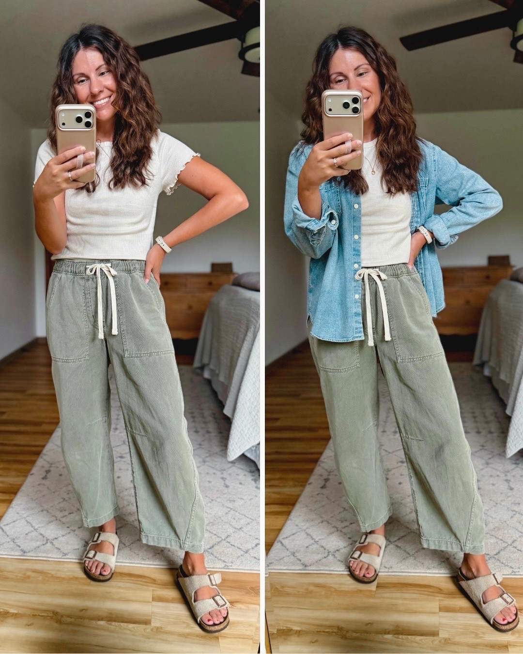 small in my tee, small in my denim shirt and xs petite/short in my pants. My birkenstocks are size 36

#LTKSeasonal #LTKPetite #LTKootd