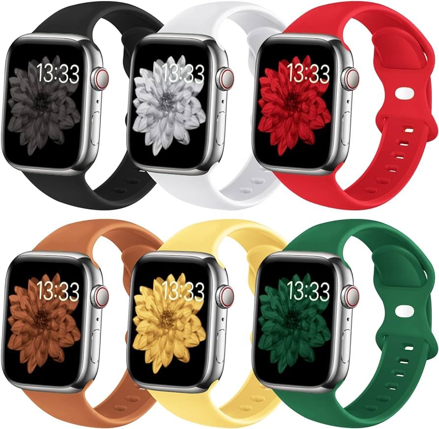 (6 Pack) Sport Band Compatible with Apple Watch Bands 38mm 40mm 41mm 42mm 44mm 45mm 49mm Silicone... | Amazon (US)