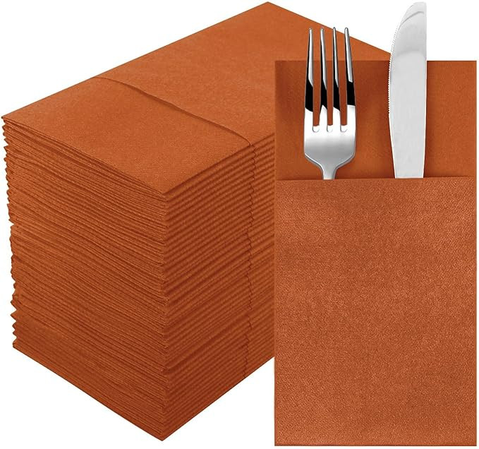 Terracotta Napkins Hand Towels Disposable, Linen-Feel Dinner Napkins with Prefolded Built-in Flat... | Amazon (US)
