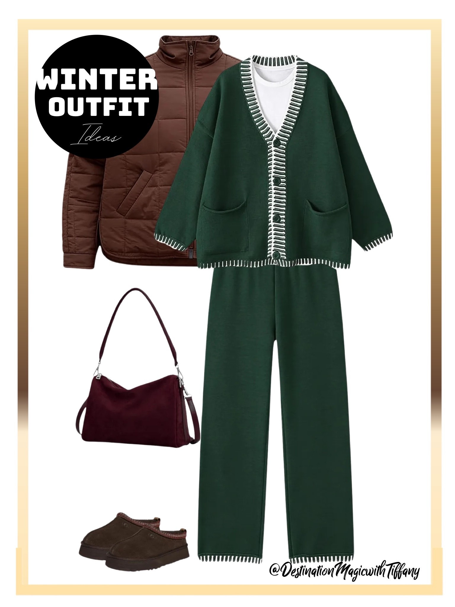 This everyday magic winter outfit is all about comfort without sacrificing style. A matching knit set creates an effortless, pulled-together look, while the contrast trim adds just enough detail to feel intentional. Layered with a lightweight puffer jacket, this outfit is perfect for chilly days, travel plans, or running errands in comfort.

Finished with cozy slip-on shoes and a soft shoulder bag, this look is ideal for casual winter days when you still want to look styled. It’s a capsule-friendly outfit you can mix, match, and wear on repeat all season long.

#EverydayMagic #WinterOutfitInspo #CozyStyle #CapsuleWardrobe #LTKFinds #TravelStyle #EffortlessFashion #DestinationMagicWithTiffany

#LTKootd