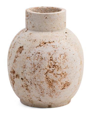 10in Travertine Stone Vase | Marshalls