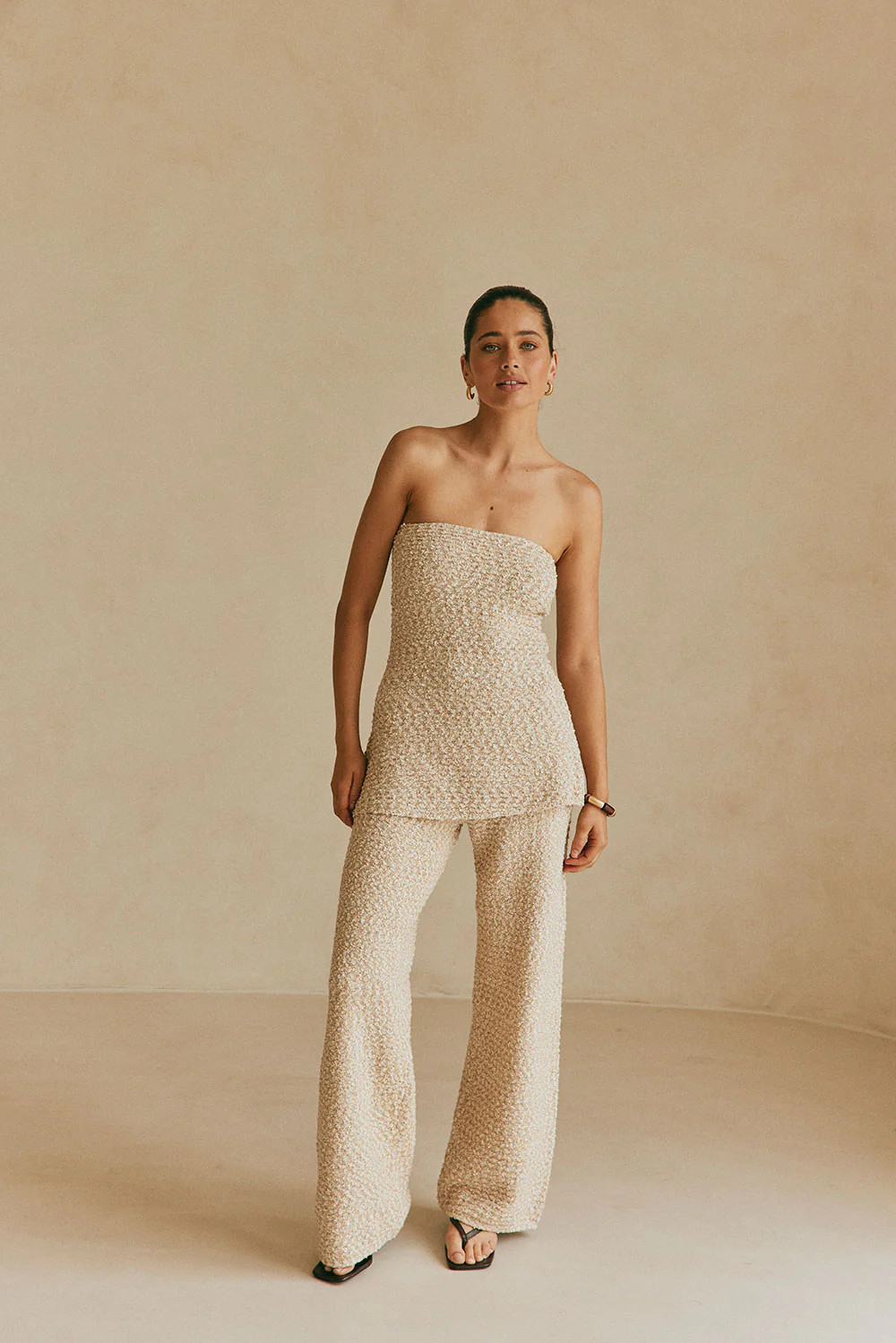 Tan Knit High Waist Soha Pants | Sabo Skirt US