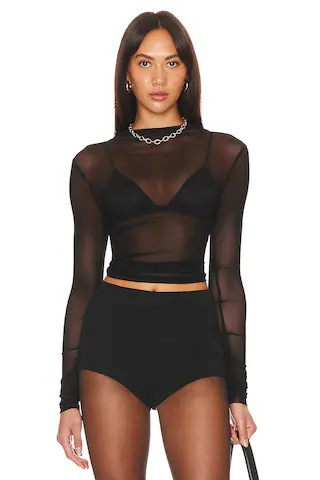 superdown Eliza Sheer Mesh Top in Black from Revolve.com | Revolve Clothing (Global)