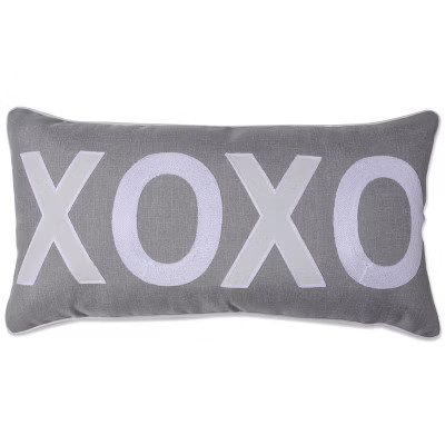 13"x25" Oversize Indoor 'XOXO' Valentines Lumbar Throw Pillow Cover Gray - Pillow... | Target