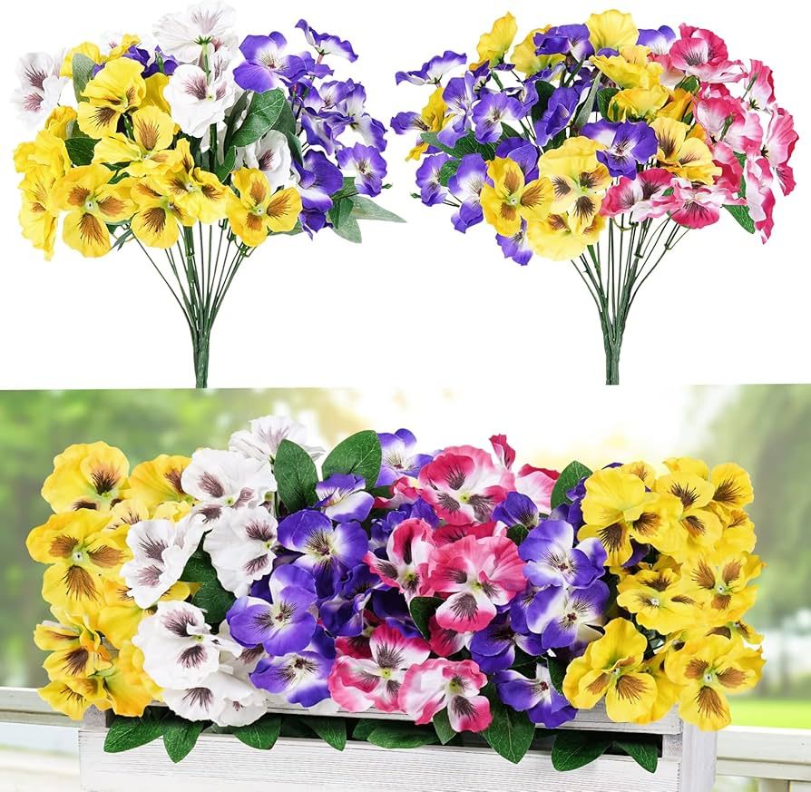 Houele Artificial Pansy Flowers 6Pcs Outdoor UV Resistant Fake Plants Faux Plastic Wild Flowers i... | Amazon (CA)