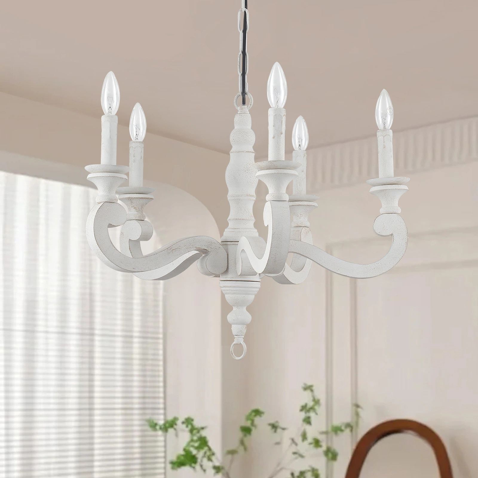 GZJunYo 5 - light White French country/cottage For Use in Bedrooms Dining Rooms Foyers Kitchens Living Rooms Chandelier one_size | K-026 | Lowe's