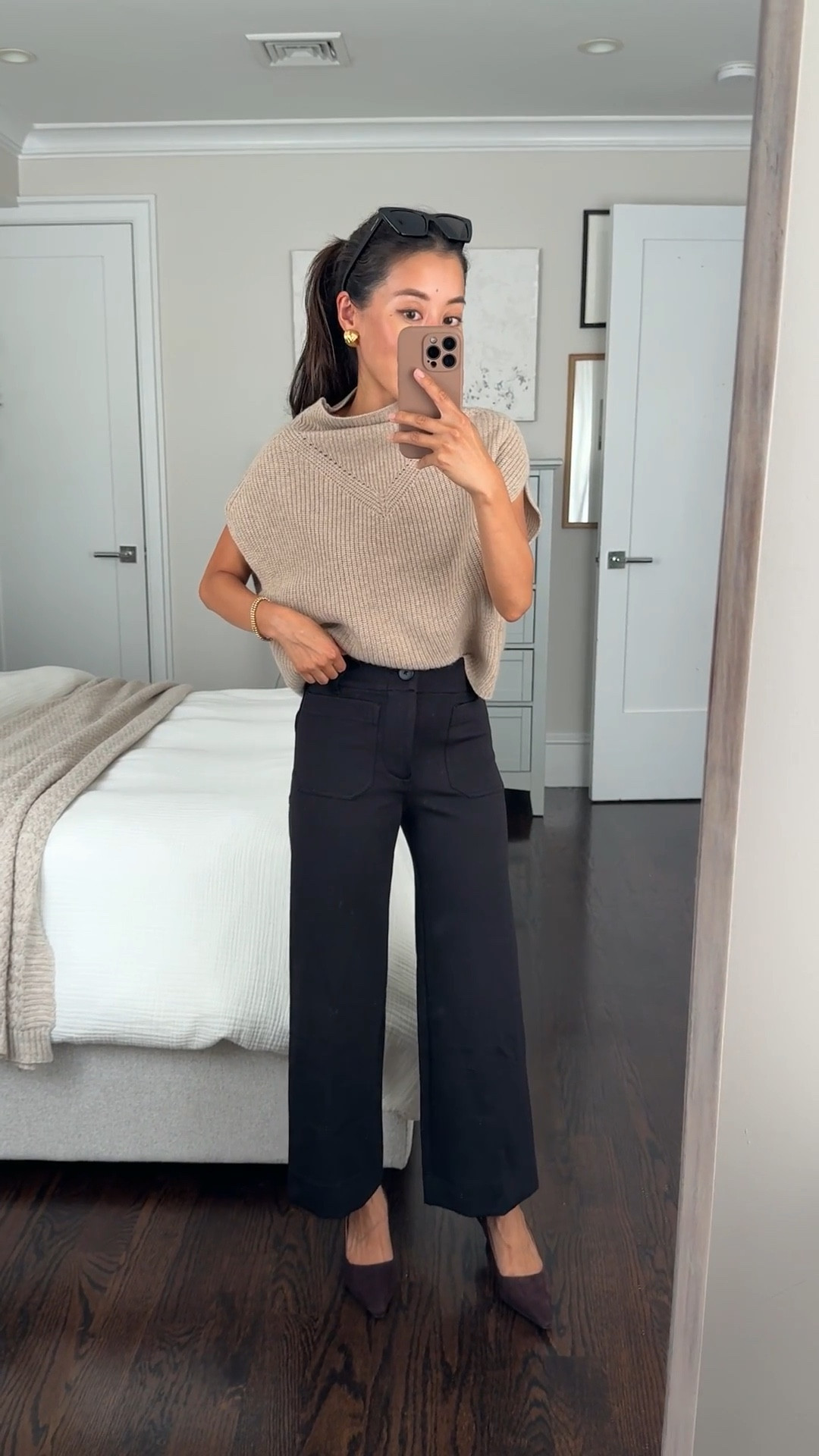 Last day of anthro’s designer Denim sale - unfortunately my outfit here isn’t included but I linked some petite designer Jean styles that are on sale!

• (not on sale) black stretch pants 24 petite. if you’re an Anthropologie Colette pant fan, this particular fabric is great for work and travel, very comfortable and smooth against the skin with the slightest rib texture. has good stretch and doesn’t wrinkle

• cashmere poncho sweater vest xxs love this luxe elevated staple! This is one of those forever pieces that look good on multiple ages and body types 

• Sam Edelman Bianka slingback kitten heels 5.5

• BP sunglasses

Early transitional fall work outfit / smart casual look 

#LTKPetite #LTKSaleAlert #LTKWorkwear